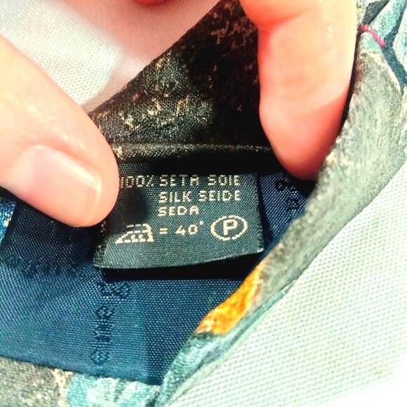 Ermenegildo Zegna Silk Neck Tie Meyer  Lemons Leaves Floral Black Gray Y… - Picture 5 of 6